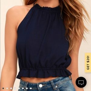 Lulus Nostalgia Navy Blue Crop Top